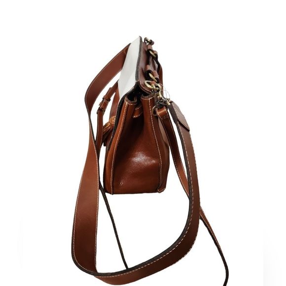 PATRICIA Nash Mollia Brown & White Leather Tassel Satchel Shoulder Handbag - Picture 2 of 11